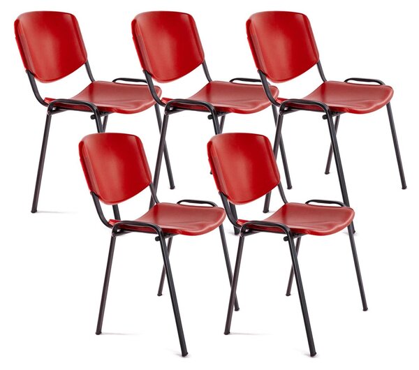 Sedia impilabile in polipropilene, colore rosso, confezione da 5 pezzi, dimensioni 78x55,5x53 cm