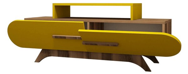 Porta TV noce e giallo 145x36x49h cm 2 ante - Nesatm