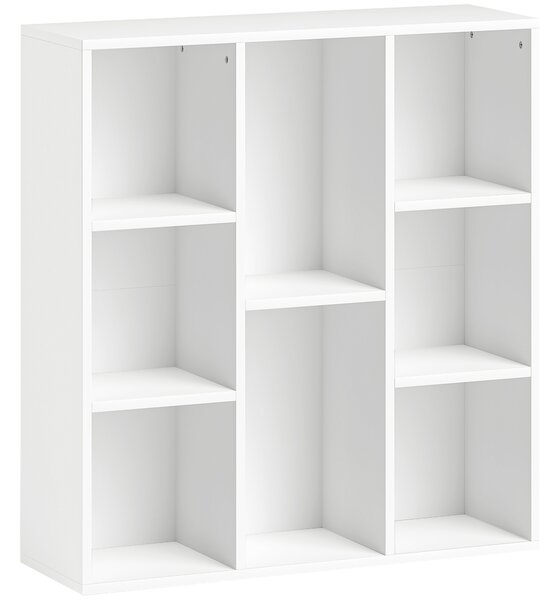 HOMCOM Libreria scaffale portaoggetti 2 livelli 8 scomparti, per soggiorno camera da letto ufficio, 74,3x24x80cm, bianco | Aosom Italy
