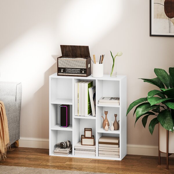 HOMCOM Libreria scaffale portaoggetti 2 livelli 8 scomparti, per soggiorno camera da letto ufficio, 74,3x24x80cm, bianco | Aosom Italy