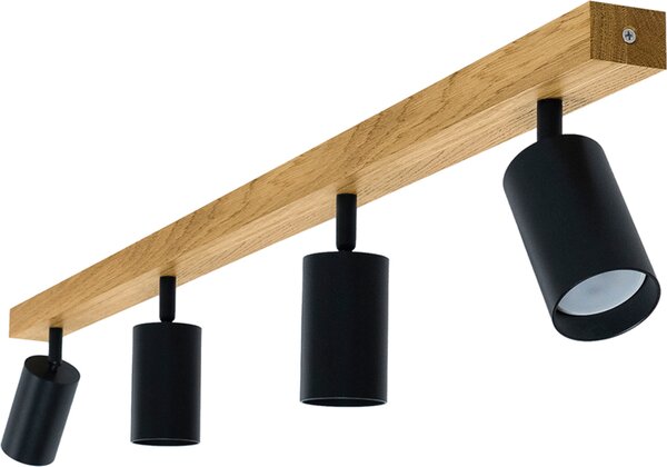 Faretto da soffitto a LED in legno a 4 fiamme orientabili - Faretto da soffitto in legno di quercia fatto a mano 90 cm - Lampada da soffitto in legno - Lampada da soffitto a GU10