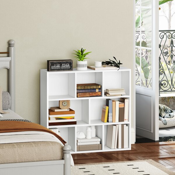 HOMCOM Libreria scaffale portaoggetti 2 livelli 8 scomparti, per soggiorno camera da letto ufficio, 74,3x24x80cm, bianco | Aosom Italy