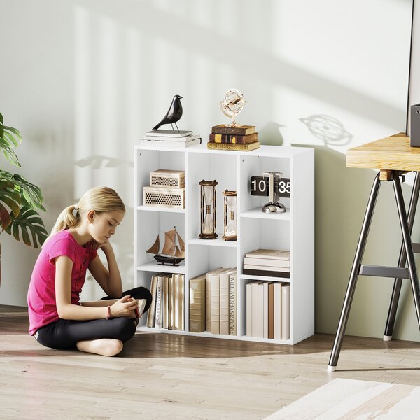HOMCOM Libreria scaffale portaoggetti 2 livelli 8 scomparti, per soggiorno camera da letto ufficio, 74,3x24x80cm, bianco | Aosom Italy