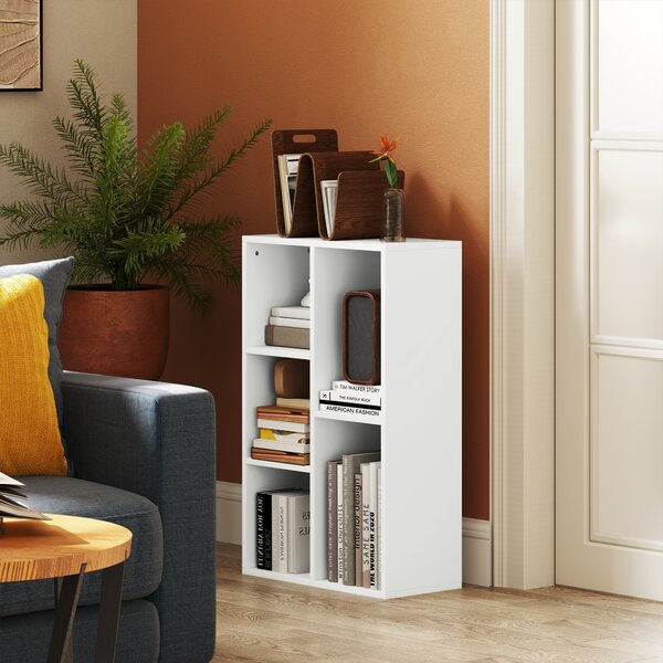 HOMCOM Libreria scaffale portaoggetti a 2 livelli con 5 scomparti, per soggiorno camera da letto ufficio, 50x24x80cm, bianco | Aosom Italy