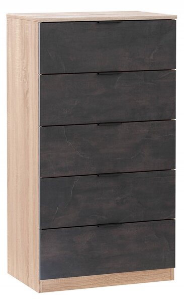 Cassettiera con maniglie rovere e antracite 60x110h cm - Armenia