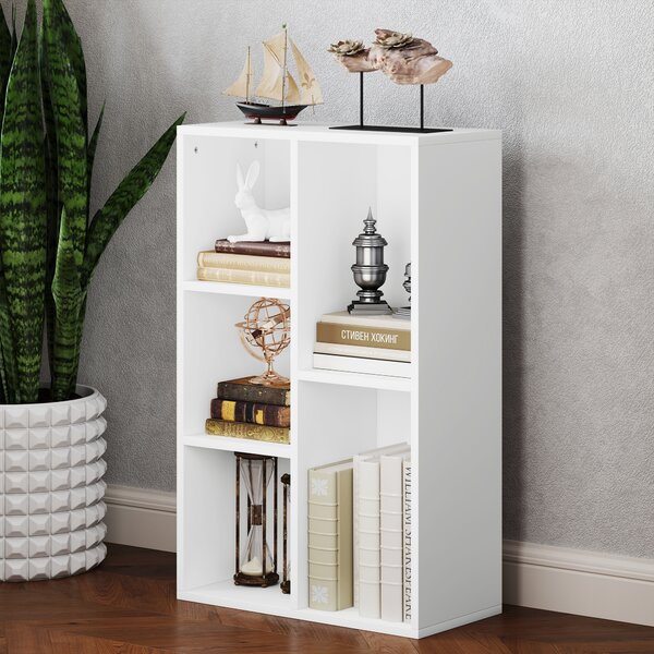 HOMCOM Libreria scaffale portaoggetti a 2 livelli con 5 scomparti, per soggiorno camera da letto ufficio, 50x24x80cm, bianco | Aosom Italy