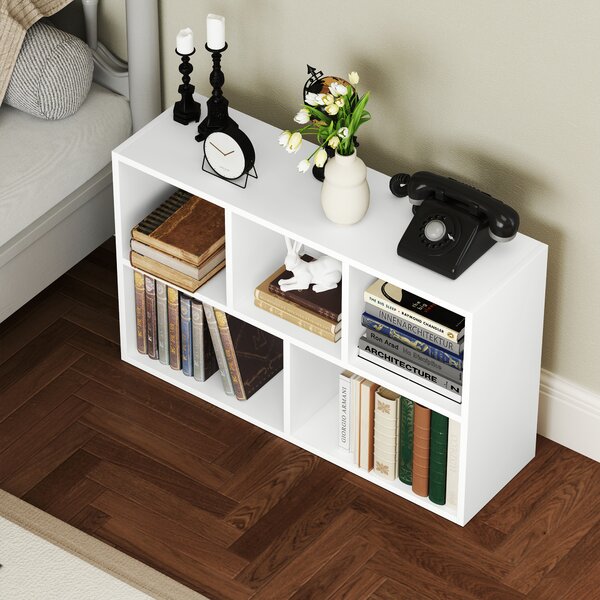 HOMCOM Libreria scaffale portaoggetti a 2 livelli con 5 scomparti, per soggiorno camera da letto ufficio, 50x24x80cm, bianco | Aosom Italy