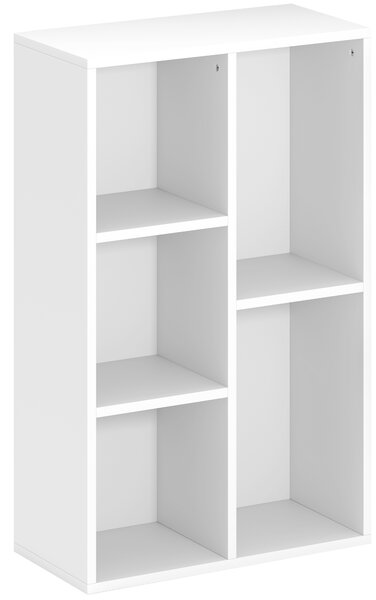 HOMCOM Libreria scaffale portaoggetti a 2 livelli con 5 scomparti, per soggiorno camera da letto ufficio, 50x24x80cm, bianco | Aosom Italy