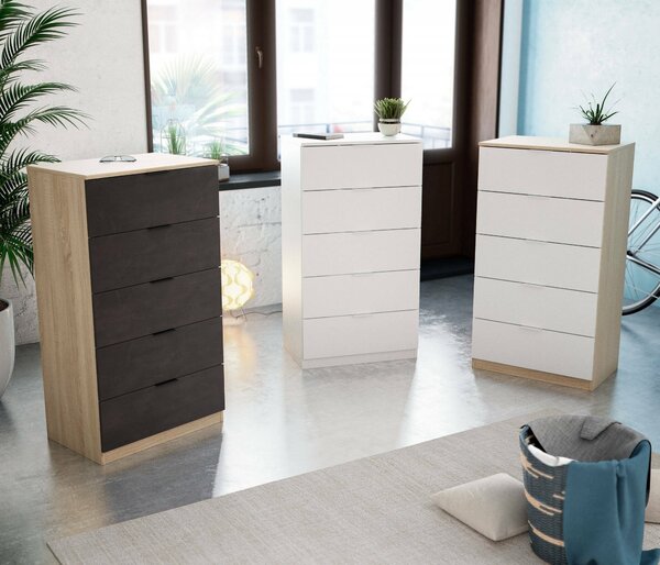 Cassettiera con maniglie rovere e antracite 60x110h cm - Armenia