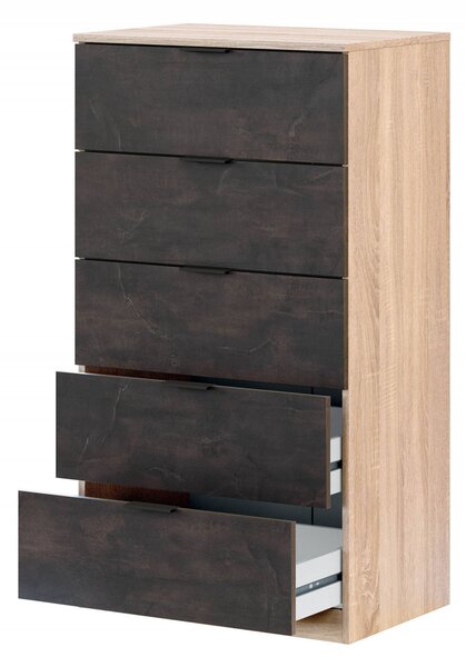 Cassettiera con maniglie rovere e antracite 60x110h cm - Armenia