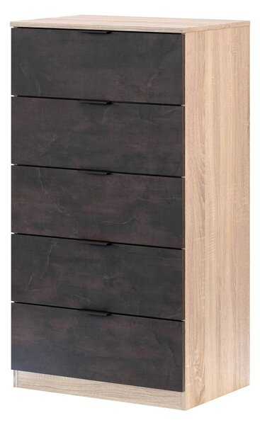 Cassettiera con maniglie rovere e antracite 60x110h cm - Armenia