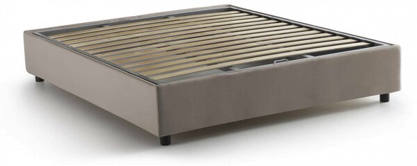 Letto matrimoniale contenitore tortora 175x215cm rivestito in tessuto - Alaska