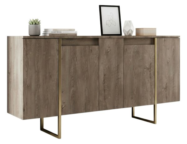 Credenza legno e oro 160x35x80h cm 4 ante - Arta
