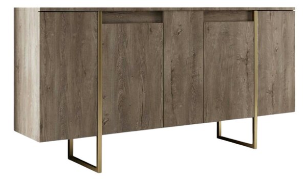 Credenza legno e oro 160x35x80h cm 4 ante - Arta