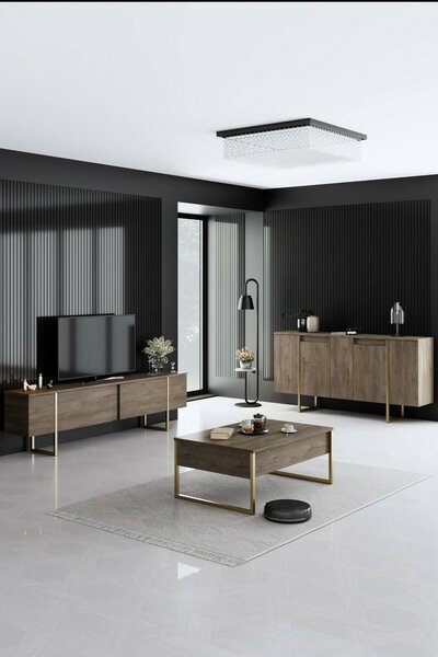 Credenza legno e oro 160x35x80h cm 4 ante - Arta
