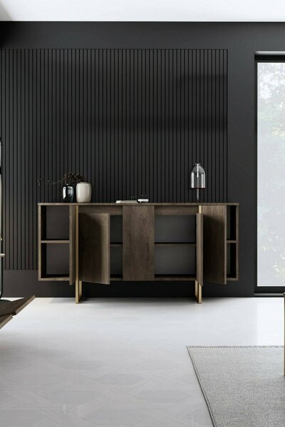 Credenza legno e oro 160x35x80h cm 4 ante - Arta