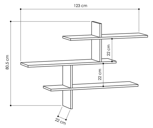 Mensola parete design 22x123cm antracite - Antani