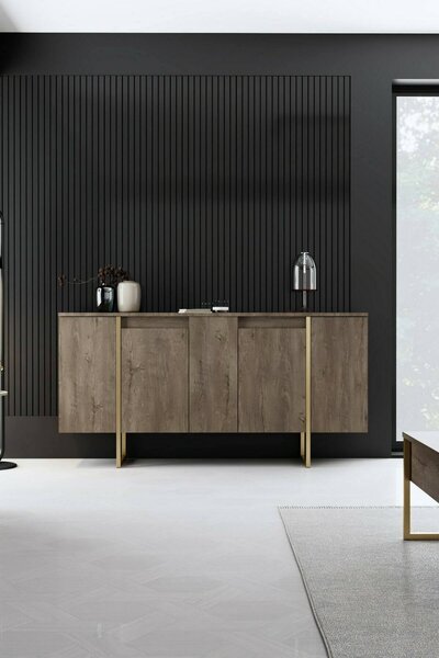 Credenza legno e oro 160x35x80h cm 4 ante - Arta