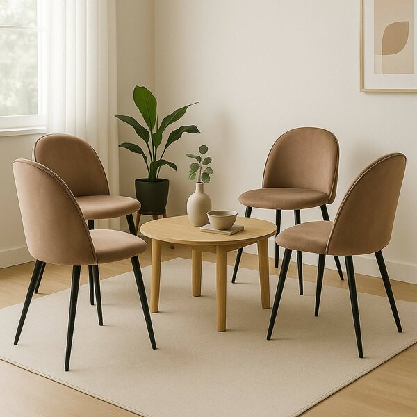 Set di 4 sedie moderne imbottite in velluto tortora - Achito