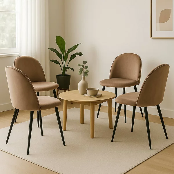Set di 4 sedie moderne imbottite in velluto tortora - Achito