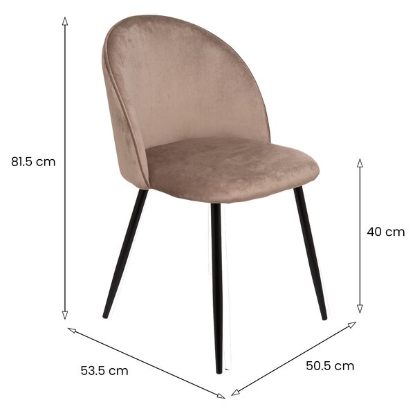 Set di 4 sedie moderne imbottite in velluto tortora - Achito