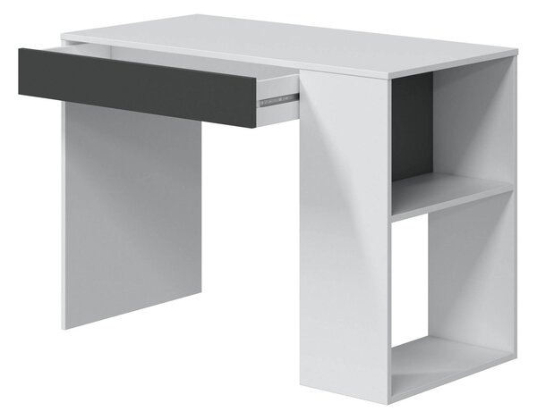 Scrivania lineare bianca e antracite 101x50cm con 1 cassetto - Attila