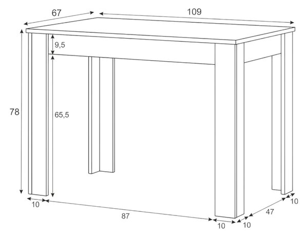 Tavolo cucina rettangolare 6 posti bianco e cemento 109x67cm - Anat