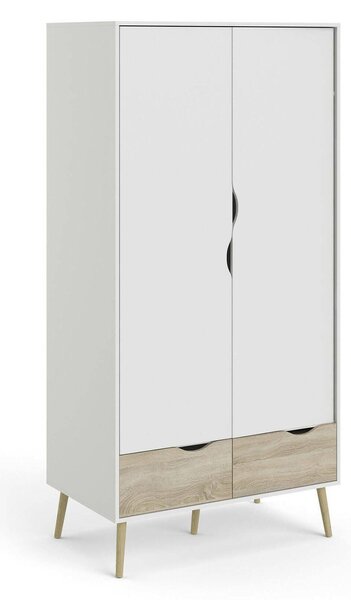 Guardaroba 2 ante bianco e quercia 98x200h cm - Archilllo