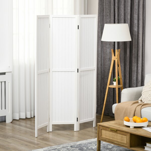 HOMCOM Paravento in legno separatore di ambienti parete interna pieghevole 3 pannelli in legno 120 x 170 cm bianco | Aosom Italy