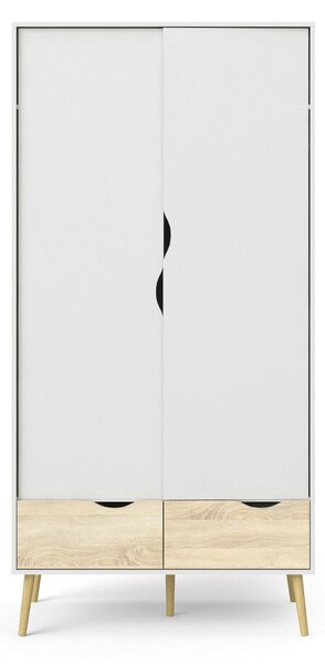 Guardaroba 2 ante bianco e quercia 98x200h cm - Archilllo