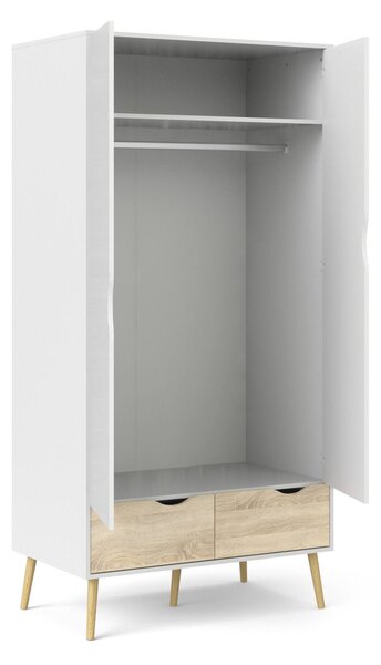 Guardaroba 2 ante bianco e quercia 98x200h cm - Archilllo