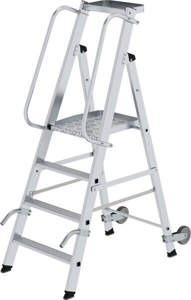 Scaletta in alluminio con rotelle e maniglia 4 gradini 51084