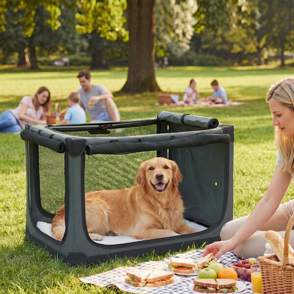 PawHut Trasportino pieghevole per cani Trasportino con cuscino rivestimento rimovibile lavabile in tessuto Oxford per cani fino a 38kg Verde militare | Aosom Italy