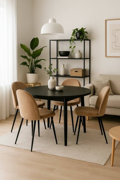 Set di 4 sedie imbottite eleganti in velluto beige - Achito