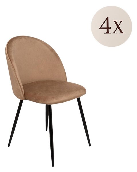Set di 4 sedie imbottite eleganti in velluto beige - Achito
