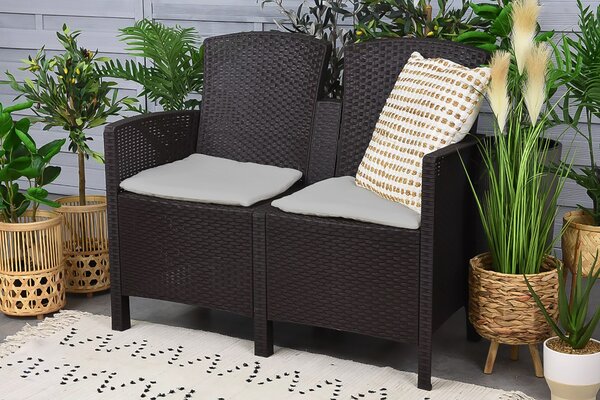 Salotto da giardino 4 posti e 1 tavolo effetto rattan antracite - Asiak