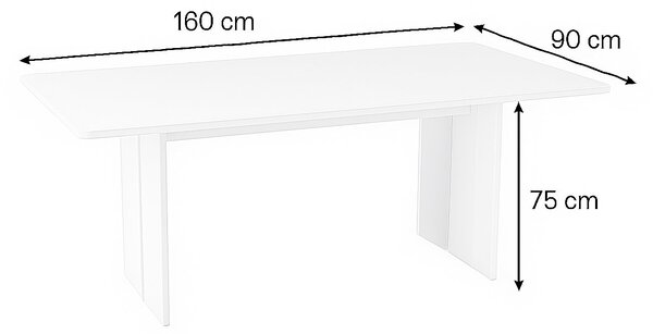 Tavolo pranzo rettangolare 8 posti bianco lucido 160x90cm - Alibi