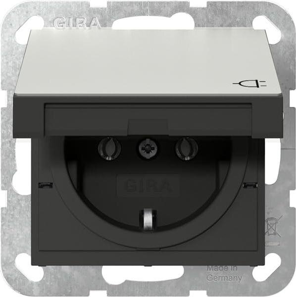 Set completo di prese a battente Gira in acciaio inox - 3x prese a battente 0454600 incl. telaio a 3 ganci e set di guarnizioni IP44, presa a battente in acciaio inox protetta dall'acqua con protezione tattile avanzata Cucina Terrazza Bagno