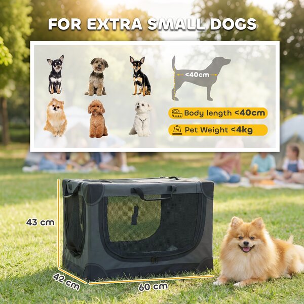 PawHut Trasportino pieghevole per cani, gabbia trasportabile con cuscino, copertura rimovibile lavabile in tessuto Oxford per cani fino a 22 kg, verde militare | Aosom Italy
