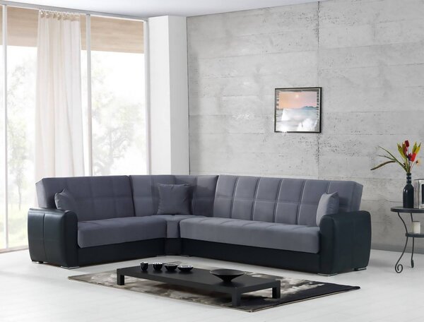 Divano letto reclinabile nero e grigio 305x238cm - Gaillardia