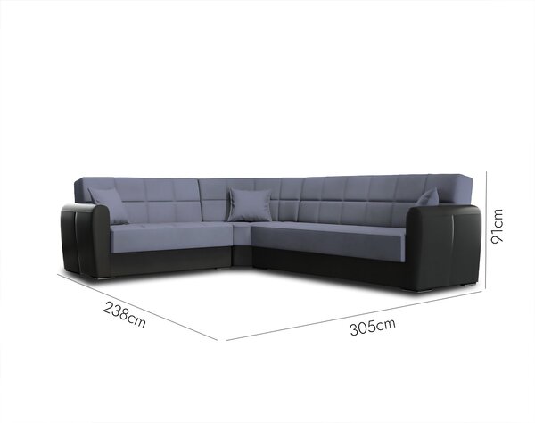 Divano letto reclinabile nero e grigio 305x238cm - Gaillardia