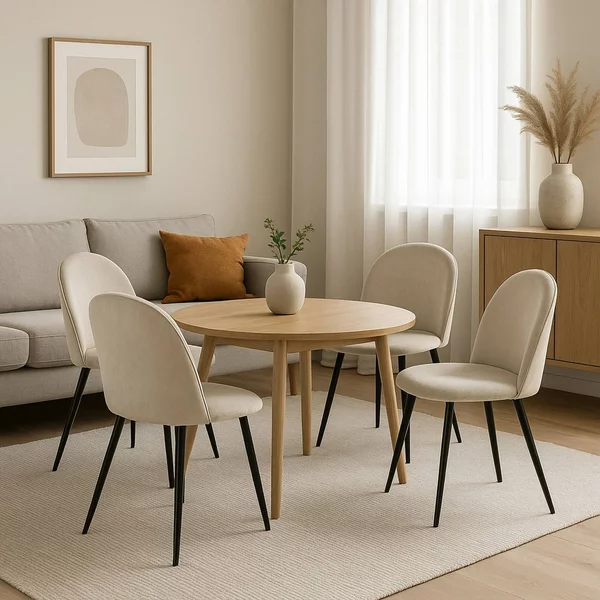 Set di 4 sedie soggiorno imbottite in velluto grigio chiaro - Achito