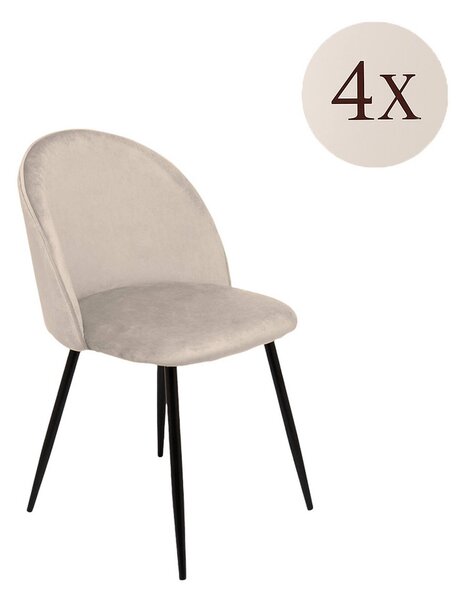 Set di 4 sedie soggiorno imbottite in velluto grigio chiaro - Achito