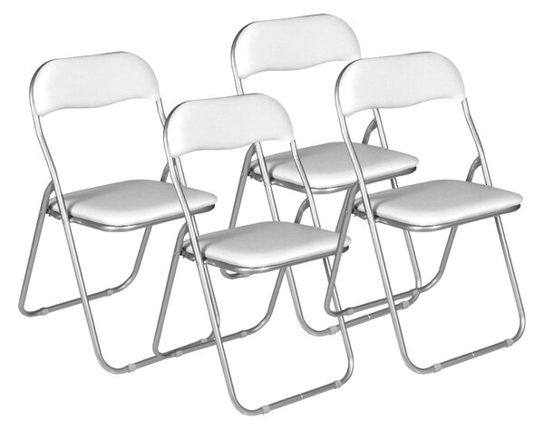 Set 4 sedie pieghevoli imbottite bianche struttura in metallo - Antenore