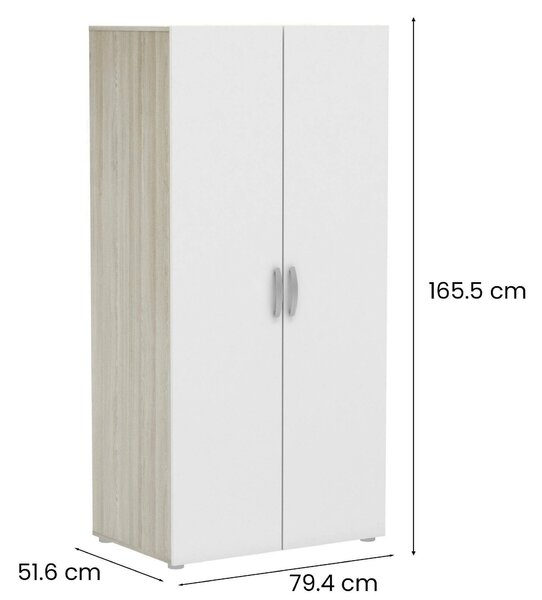 Guardaroba in legno rovere e bianco opaco 79x165h cm - Barge