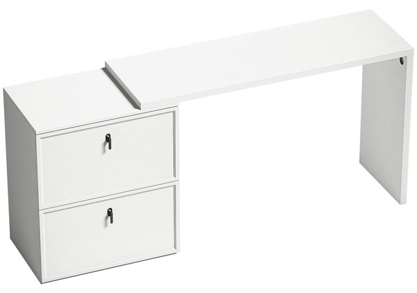 HOMCOM Scrivania Reversibile a L con 2 Cassetti Archivio Design Moderno per Spazi Ridotti Ufficio Bianco | Aosom Italy