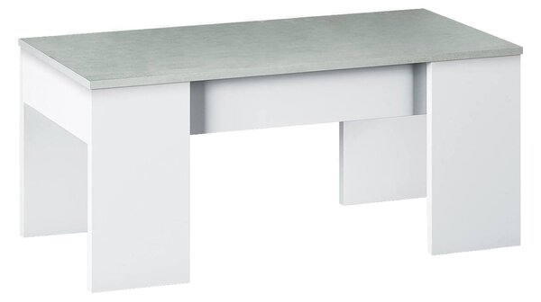 Tavolino da salotto rettangolare bianco e cemento 100x45x50h cm - Almas