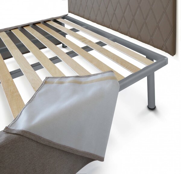 Letto piazza e mezza Anas, adatto a materasso da Cm 120x190, Tortora