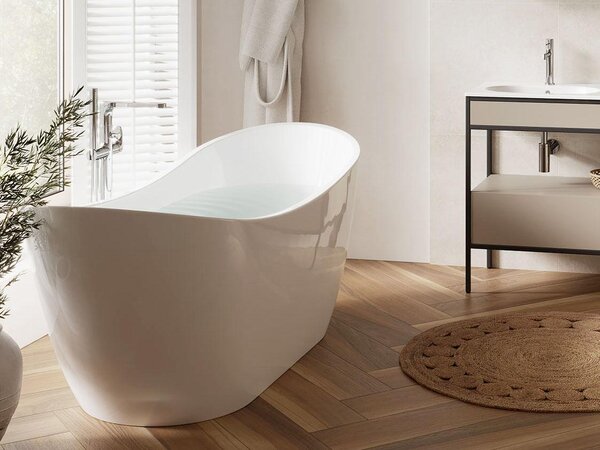 Vasca da bagno freestanding Zen Double 182 in acrilico bianco: bianco opaco