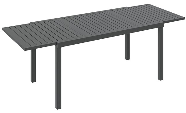 Outsunny Tavolo da Giardino Estensibile con Piano a Doghe per 6-8 Persone, da Pranzo in Alluminio, 150/225x85x75 cm, Grigio Scuro | Aosom Italy